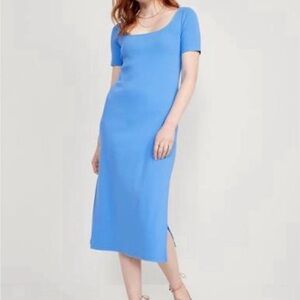 Old Navy Light Blue Scoop Neck Midi Dress